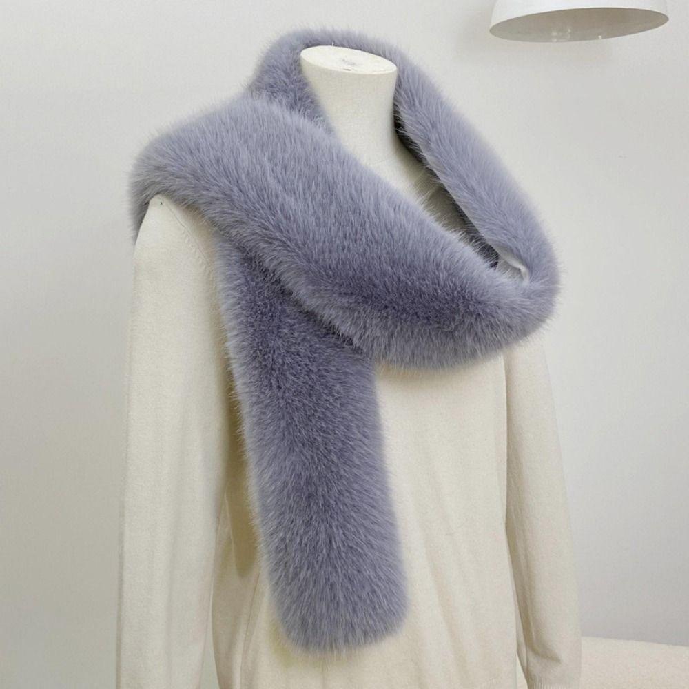 Vintage 180cm Fake Fur Long Scarf Soft Thick Winter Fluffy Scarf Fur Decor Ladies Neck Warmer Scarves for Women Men