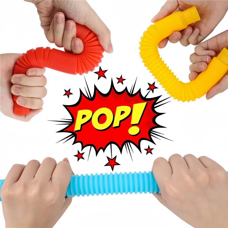 8-32pcs Flexible Pop Tubes Sensory Fidget Toys Stress Anxiety Relief Stretch Tube Toddlers Kids Birthday Party Favors Gifts