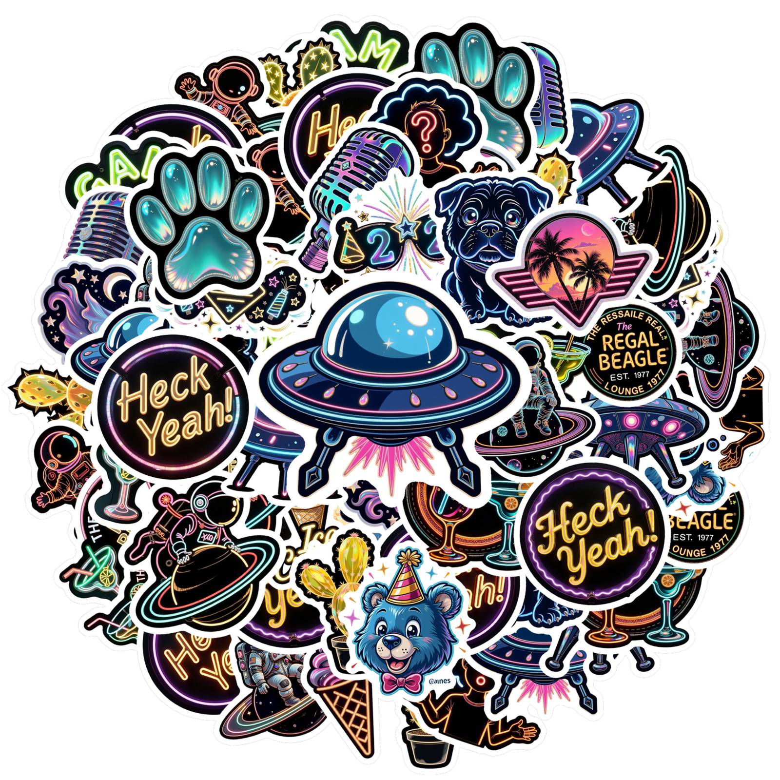 35pcs-70pcs Cute Animals Stickers Whimsical Retro Stationery Stickers Graffiti Decals For Notebook Luggage Mobile Phone Cup DIY