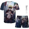 Sommer Anime Naruto T-skjorte Herre Fritidssett Merke Gutter T-skjorte Kortermet+shorts Overdimensjonert 3d-utskrift Todelt sett for barn