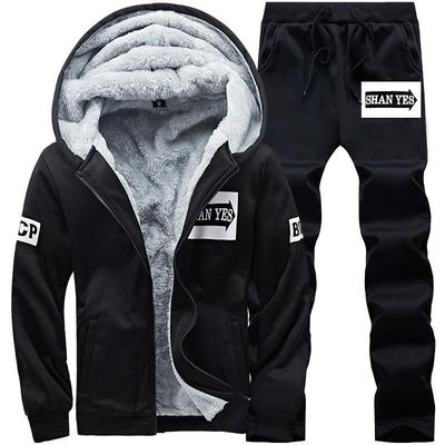 Plus Größe Winter Trainingsanzug Männer Sweatshirt Sporting Set Fleece Dicke Kapuze Lauf Sportsuit