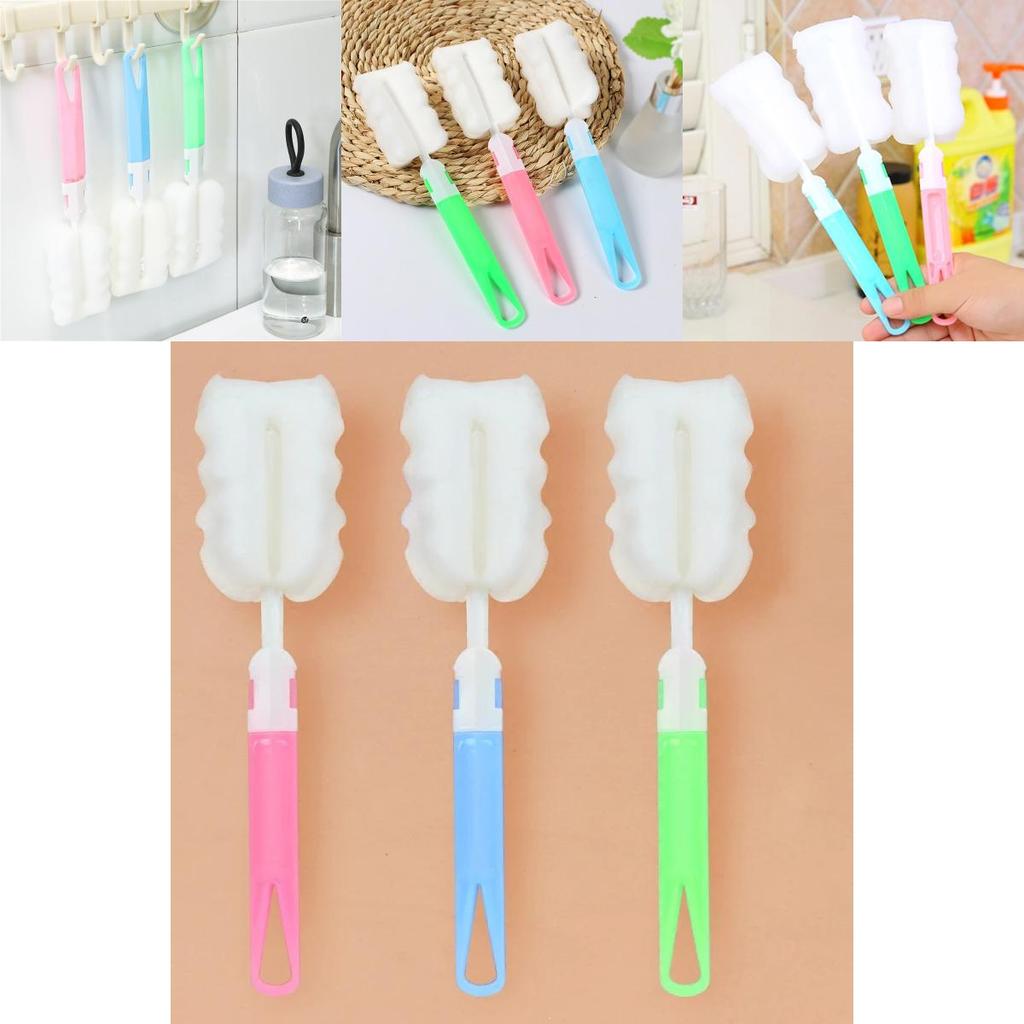 Multi-color Bottle Sponge Brush For Efficient Kitchen Cleaning And Wineglass Care