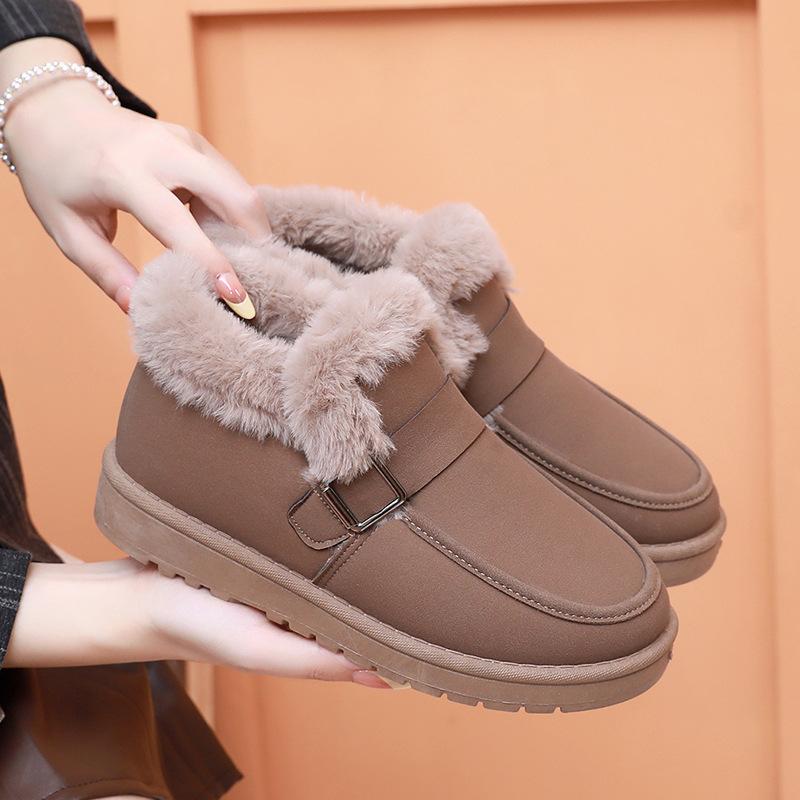 

Women s Winter Warm Snow Boots Fuzzy Faux Suede Walking Shoes for Women Casual Anti-Slip Comfortable Workout Short Booties With Faux Fur Lined 35 темно-коричневого