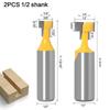 2pc 8mm 12mm 1/2 pollici 6mm 1/4 pollici codolo T-Slot Cutter Router Bit Set punte per fori chiave bullone esagonale T scanalatura fresa per legno strumento di lavorazione del legno