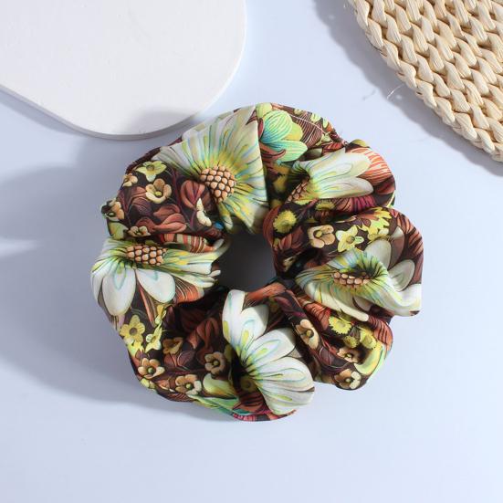 Hair Elastic Band High Elasticity Floral Pattern Adjustable Fit Hair Tie Non-Irritating Scalp Hair