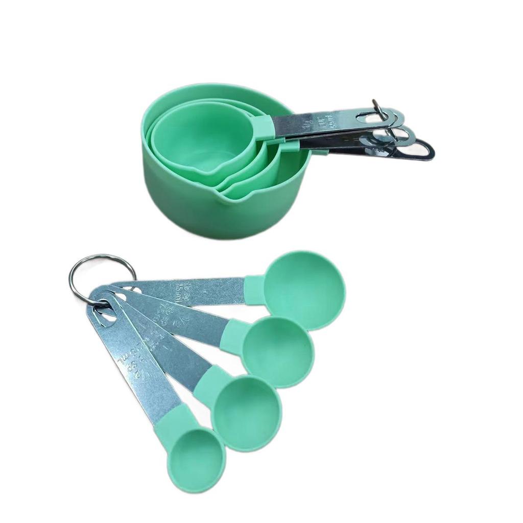 Zestaw 8 miarek i łyżek ze stali nierdzewnej z plastikowymi kubkami z podziałką do kontaktu z żywnością