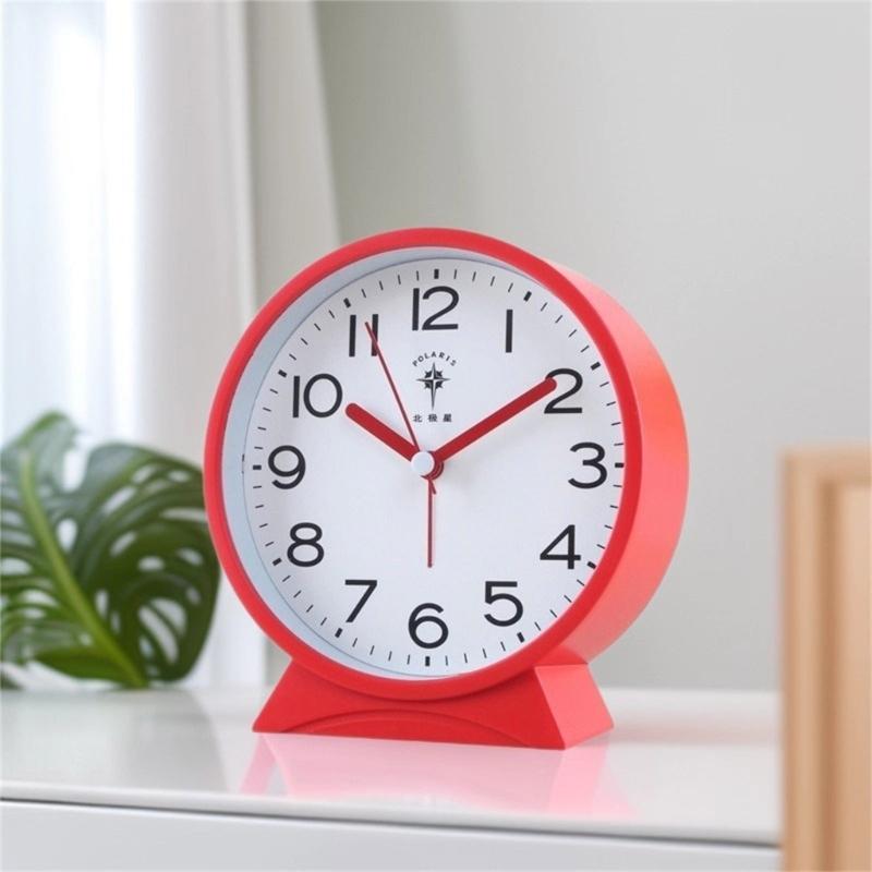 Quiet Movement Kids Alarm Clock with Arabic Numerals Modern Minimalists Battery Operated Table Clock for Student Gift