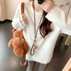 Korean Style Double-Faced Fleece Lace Trim Long Sleeve T-Shirt - Plus Size Autumn/Winter Loose Top