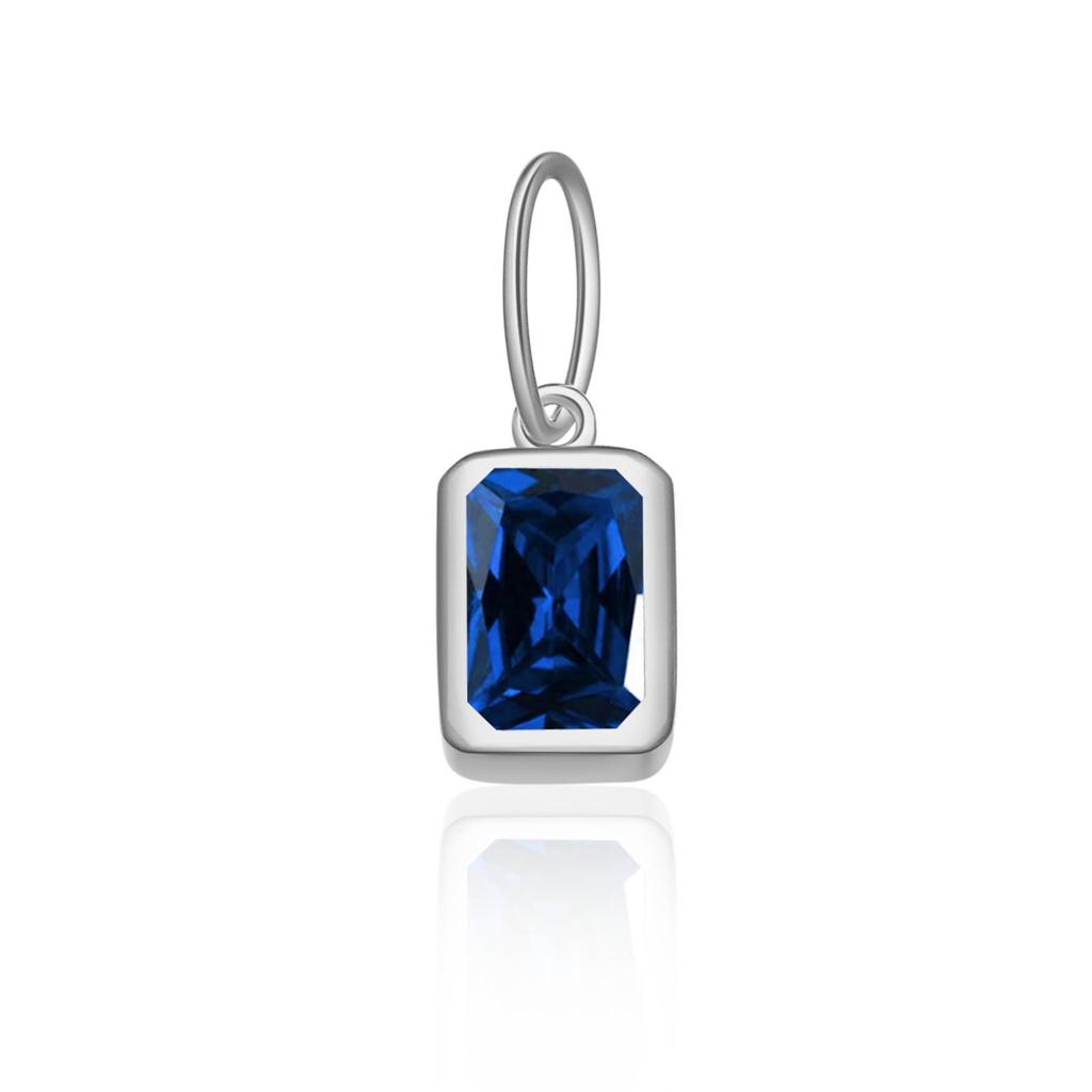 12 Birthstone Colored Zircon Square Pendant Necklace, S925 Sterling Silver, European & American Style