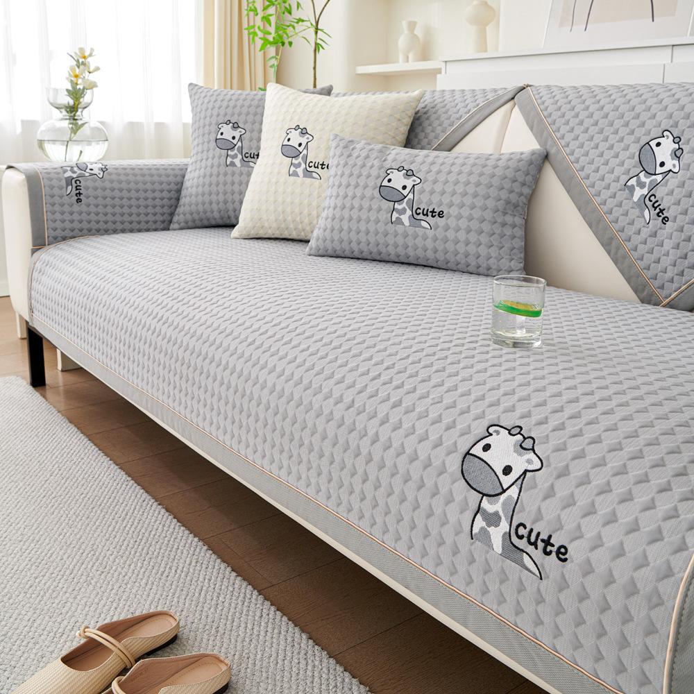 

Cartoon Cool Bean Sofa Cushion Summer New Ice Silk Sofa Mat Seat Cushion Non-Slip Armrest Back Cover Towel 70*70cm серый