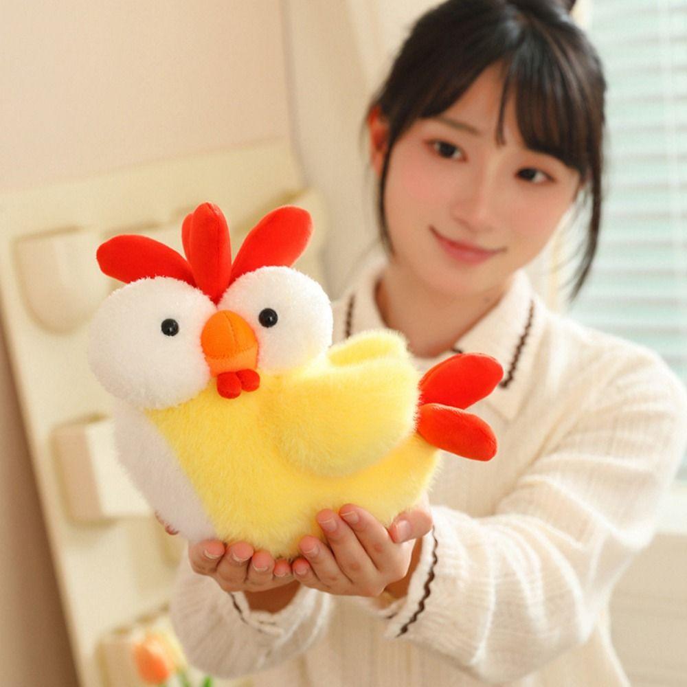 Realistic Chicken Chicken Plush Toy Protruding Eyes Stuffed Chick Soft Pillow Huggable Simulation Animal Chick Stuffed Dolls
