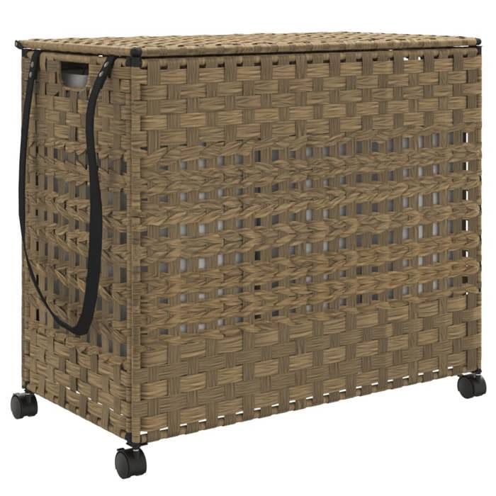 VidaXL Panier à linge avec roulettes 66x35x60 cm résine tressée 372044
