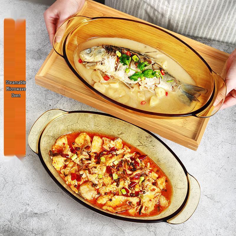 Глубокие стеклянные сервировочные тарелки Zhishi с двумя ручками (2-Pack)