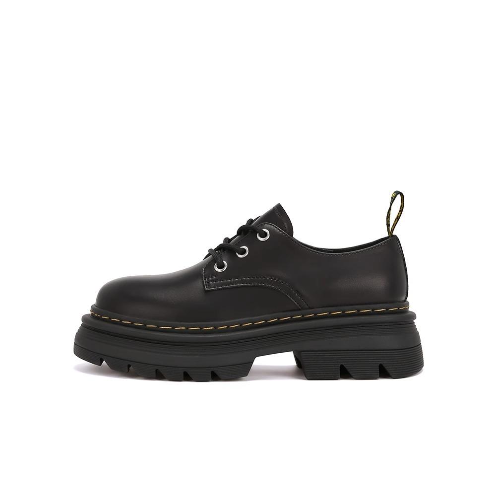 

Guyun Shu Martin Jr~ 2024 Осень Шнуровка Толстая подошва Увеличенный повседневный Dr. Дерби маленькие кожаные туфли женские мокасины одиночные туфли 35 чёрный