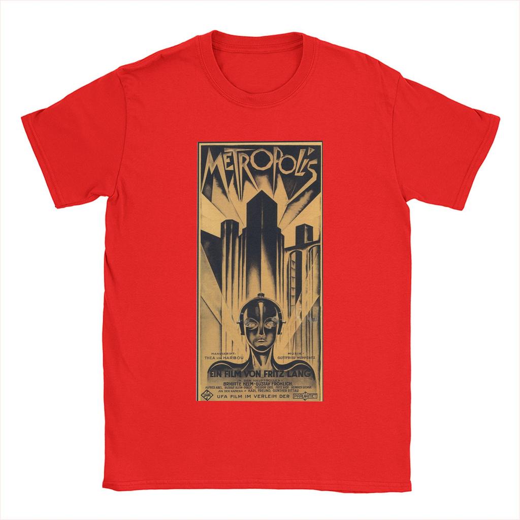 Neuheit Metropolis Fritz Lang Film T-Shirt für Herren O-Ausschnitt Baumwoll-T-Shirts Kurzarm-Tees Sommer-Tops