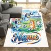 Bluey's Festive Football Fun Customized Name Floor Mat Suitable for Bedrooms Living Rooms Dining Room Decorate Room Antislip Carpet Anime Office Decor