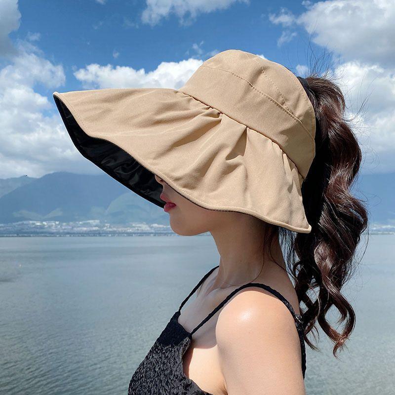 Spring and summer large brim vinyl sun hat UPF + UV protection Velcro adjustable hat circumference sun protection hat