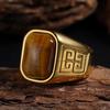 1pc Men's Vintage 316L Stainless Steel Ring with Natural Tiger's Eye Stone Intricate Detailing, Durable Unisex Jewelr
