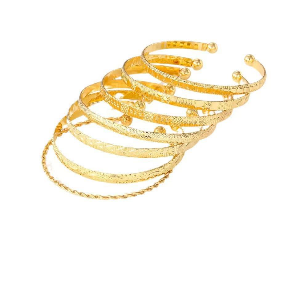 Vintage Multi-layer Adjustable Metal Bangle Set