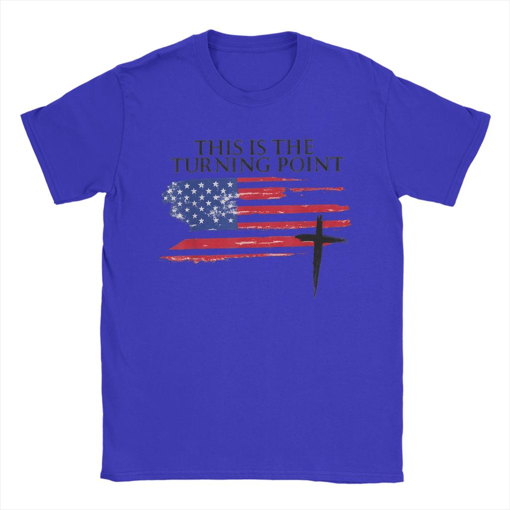 Camiseta Casual Verão Branca Este é O Ponto de Virada Camisetas com Bandeira Americana Camiseta para Homens Casual Barata Camisetas de Manga Curta