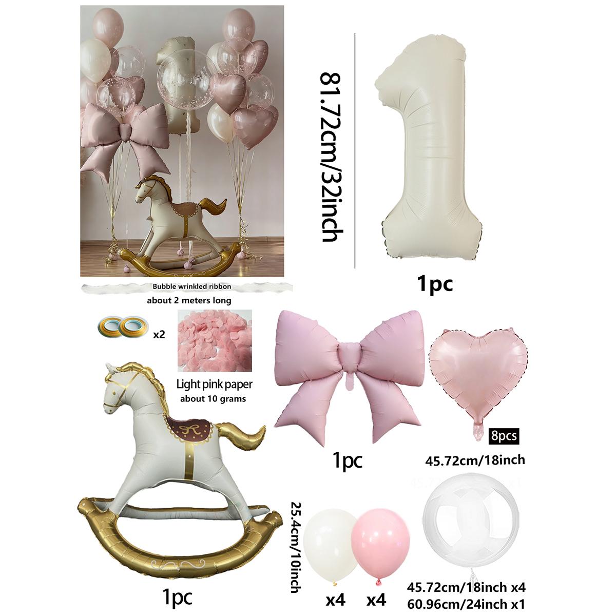 

Large Pink Bow and Pink Love Horse Balloon Set for Wedding Decoration Birthdays and Pink Themed Parties Decor Supplies Other