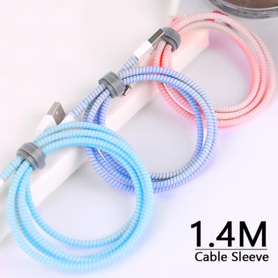 140CM Yumuşak Spiral USB Şarj Kablosu Koruyucu Sarma Kablo Sarıcı iPhone Samsung Xiaomi Veri Kablosu Kulaklık Koruyucu Kılıf