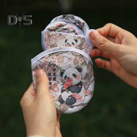 Cartoon Pattern Reflector Folding Fan Portable Lightweight Foldable Fan Fish Orange Panda Pattern Hand Fan