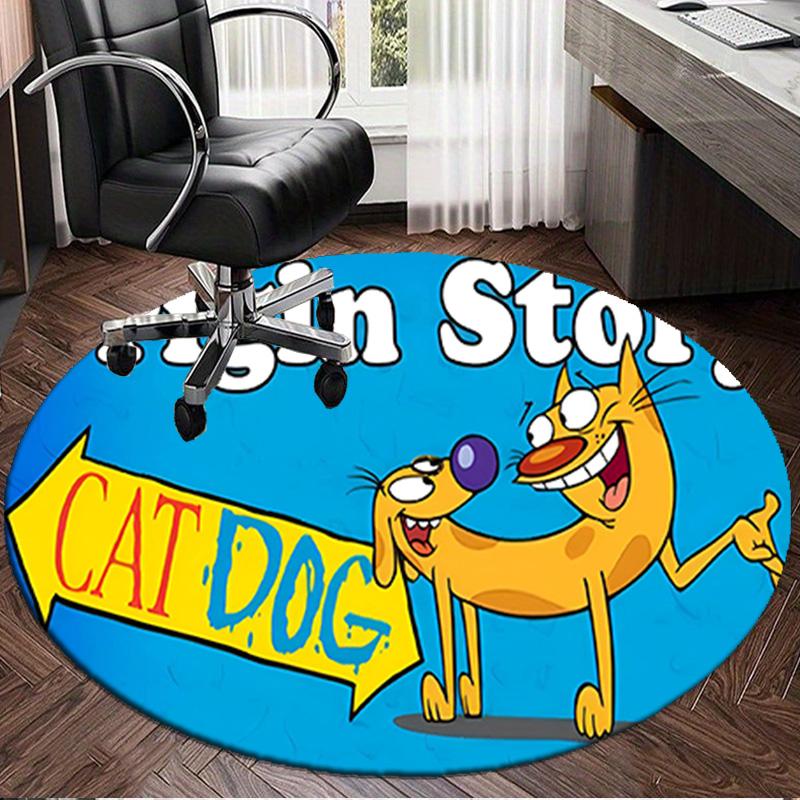 Cat Dog Adventure Round Rug for Livingroom,Bedroom, Palyroom, Chair Rug, Area Rug, Circle Carpet, Large Size Fan Christmas Gift