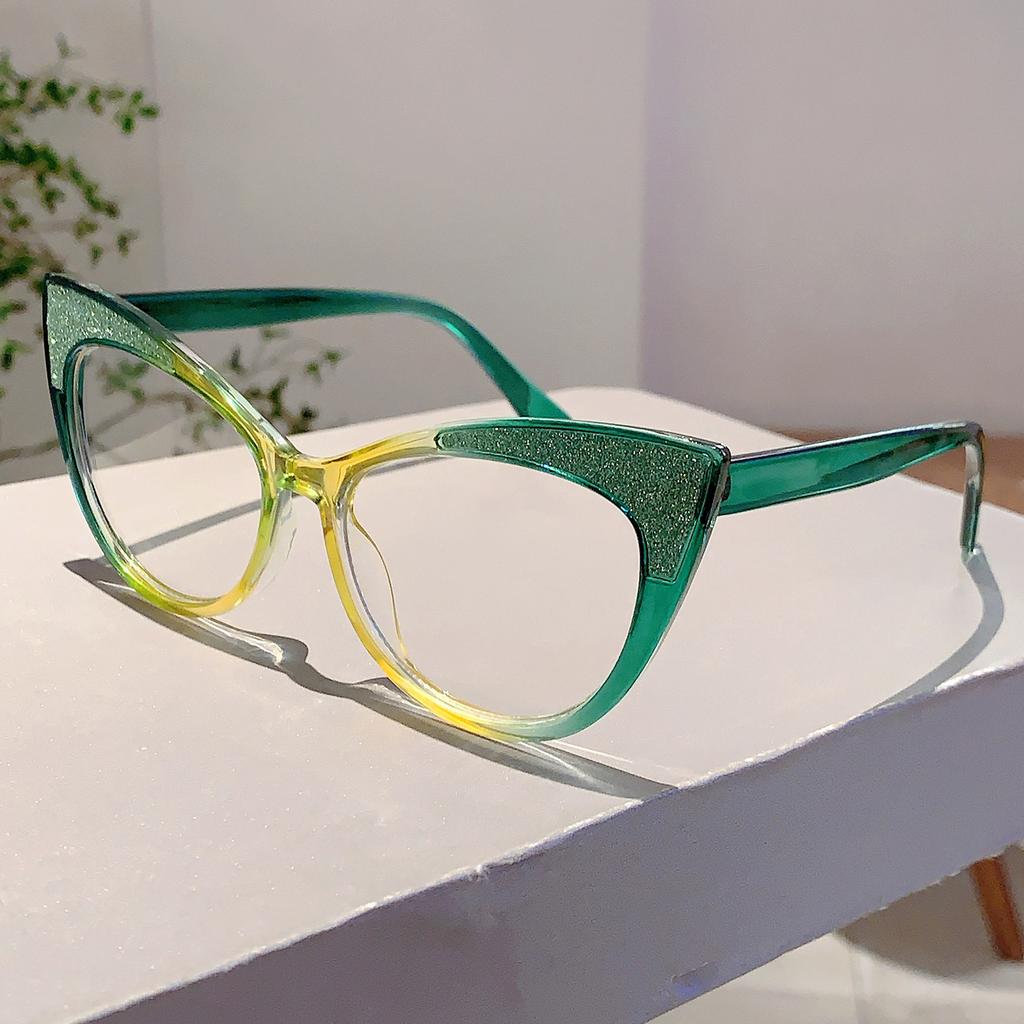 Colorful Trends Bling Frame Women Popular Fashion Cat Eye Eyeglasses Stylish Brand Decoration Po Ladies Glasses