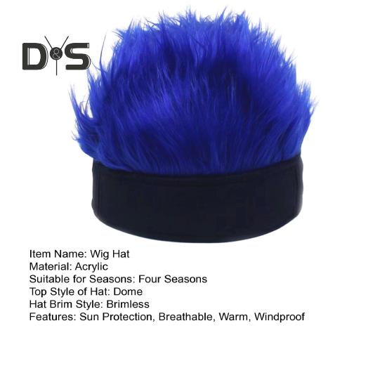 Novelty Fake Hair Visor Hat for Men Adjustable Spiked Wig Hat with Peaked Short Hair Street Hip Hop Hat for Festivals Parties