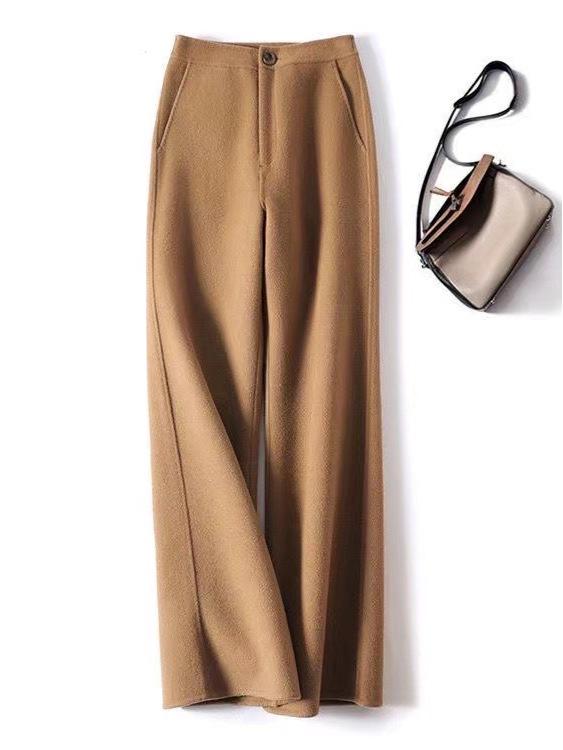 Women s Thickened Cashmere Wool High-Waisted Wide-Leg Pants – Slimming, Versatile Winter Warm Pants M