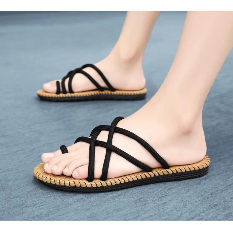 Roman Men Rope Flip Flops Mens New Summer Fashion Retro Lightweight Flat Bottomed Slippers Outdoor Street Casual Shoes