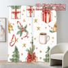 Set Of 2 Curtains Christmas Tree Bow Gift Snowflakes Popular Fabric Semi Sheer Made Polyester Machine Washable