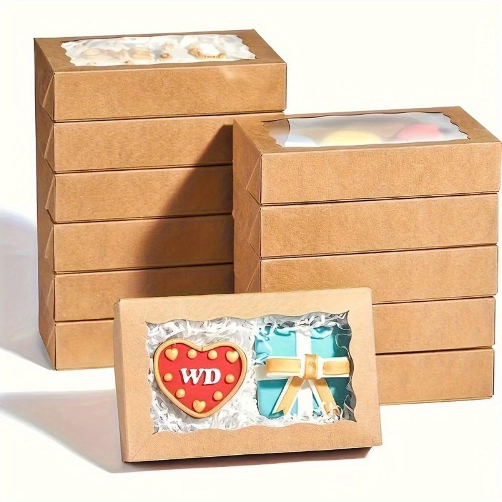 25pcs Premium Kraft Paper Gift Boxes with Clear Window Perfect for Cookies Macarons Candy Pieceaging Ideal for Weddings Parties & Decorations
