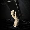 Resin Book Holders for Shelves Gothic Skeleton Hand Stand, Desktop Card Display Holder, Decorative Creative Study Room Decorations Ornament Halloween