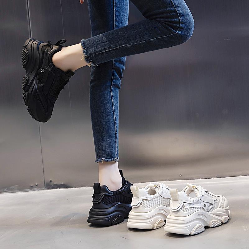 Dad Shoes Women's Spring 2025 New Running Shoes Casual Leather Women's Shoes Heightening Sports Shoes Children