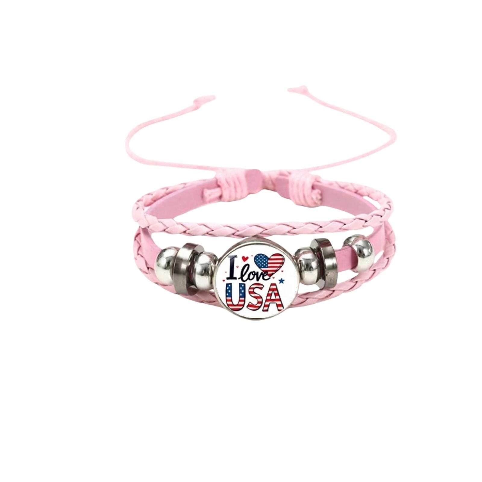 

Stretchable Vintage Multi Layer Woven American Independence Day Patriotic Bracelet One Size