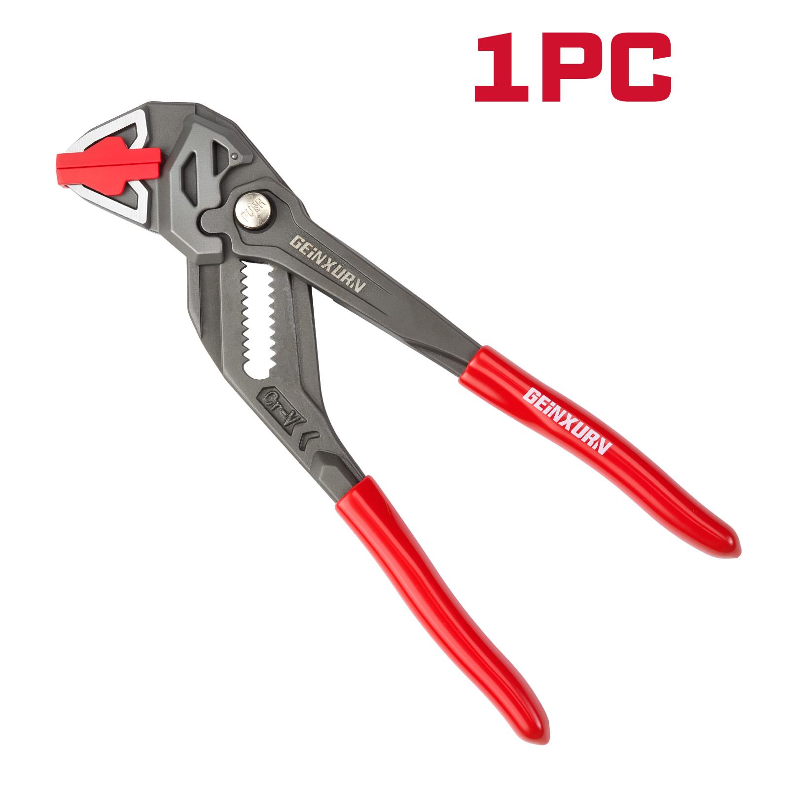 Geinxurn Heavy Duty 7-Inch Water Pump Pliers w/ Quick Button, 15-Position, 1.5 Capacity, CR-V Steel Parallel Jaws