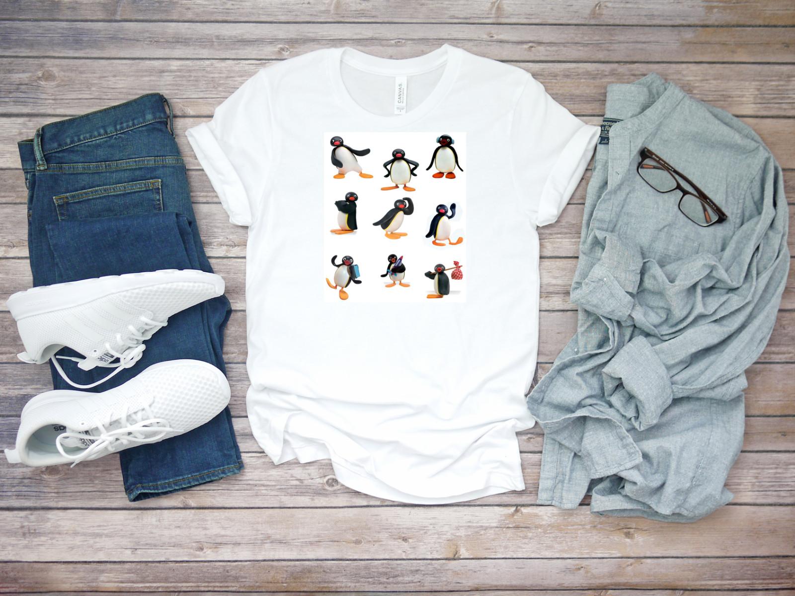 Pingu noot noot characters album Short Sleeve White Men T-shirt K449 XXXXL