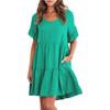 Short Sleeve V-neck A-line Summer Dress Women Elegant Pleated Loose Casual Dress Fashion Party Holiday Short Dresses Female 337