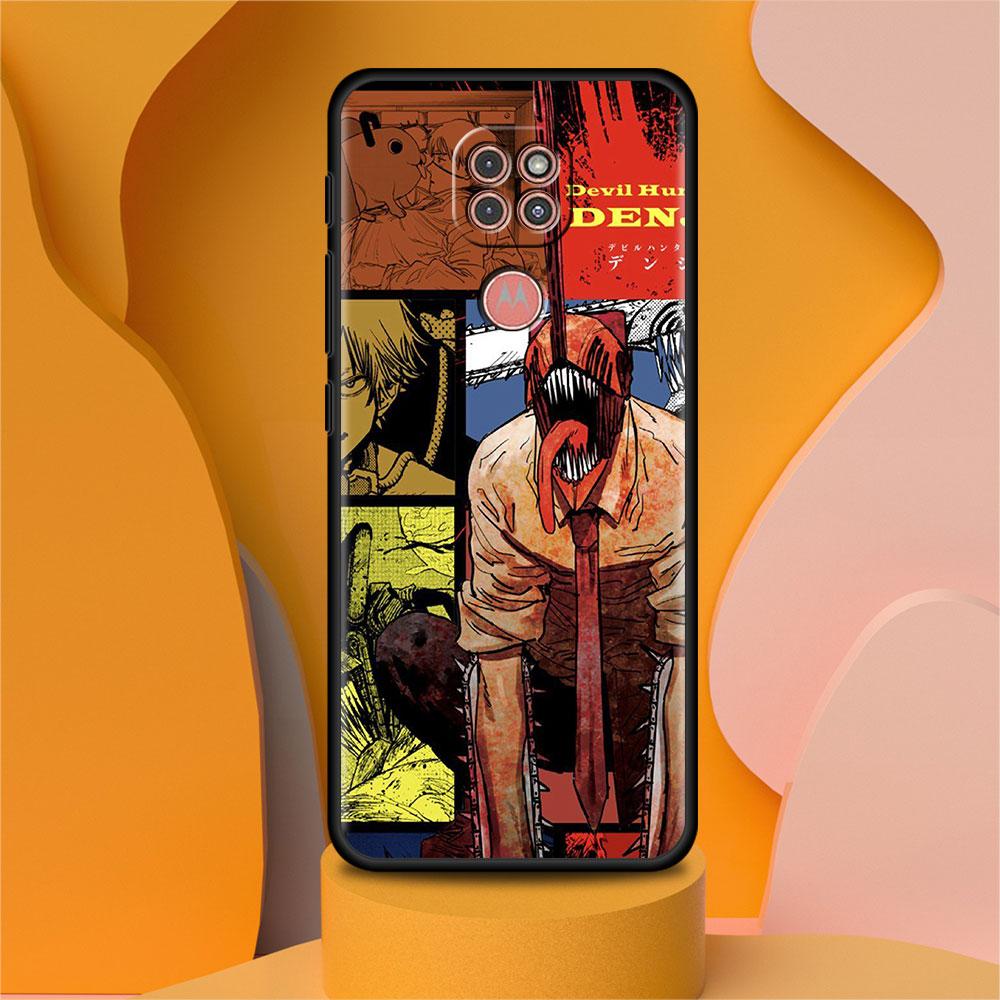 Black Luxury Case For Motorola G30 G60 G50 G22 G200 G9 G8 Play Power One Fusion Plus Edge 20 Fundas Cover Anime Chainsaw Man