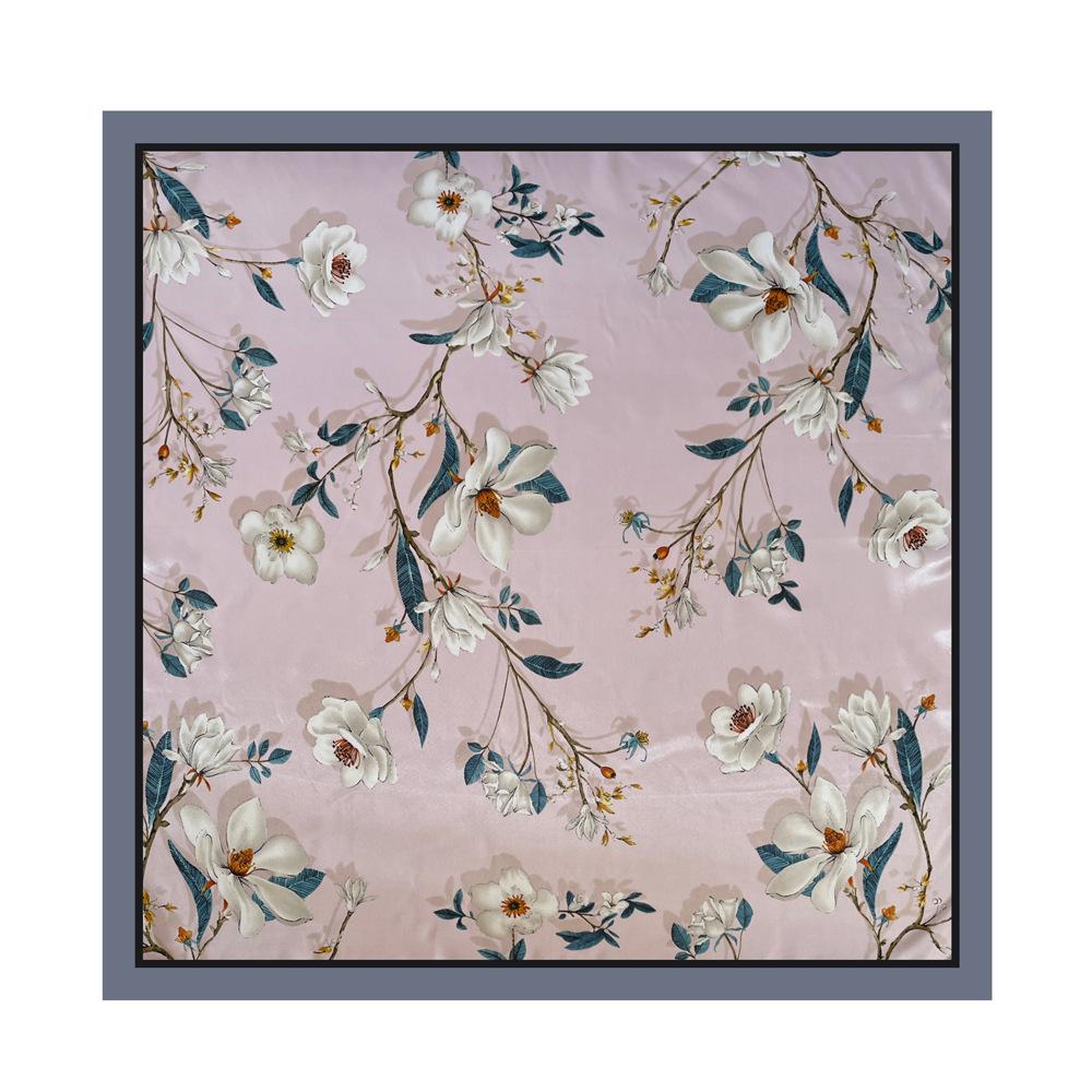 Silk Scarf Large Square Scarf Women's New 90cm Printed Vintage Wrap Scarf Satin Shawl Scarf