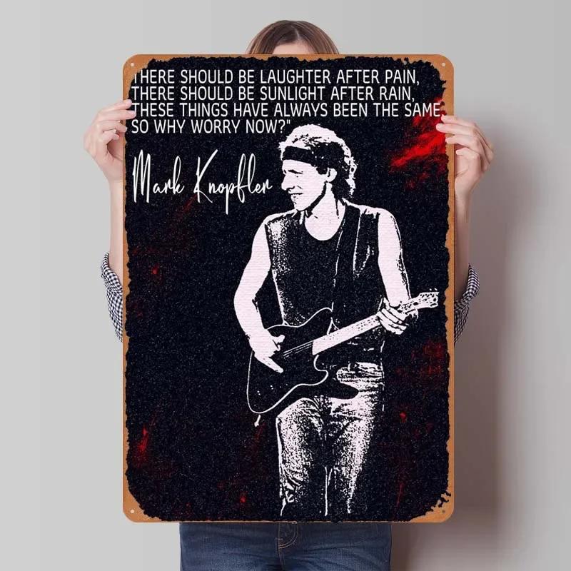 Plaque Métallique Mark Knopfler Affiches Chanteur Décoration Salle de Jeux Homme Plaque Vintage en Tôle pour Décoration Murale Intérieur