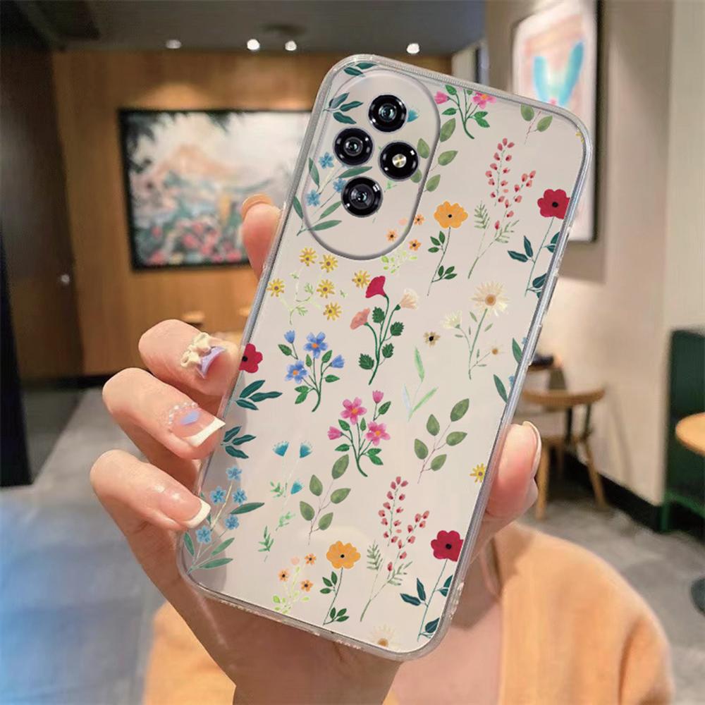 

Monstera Deliciosa Flowers Phone Case For Honor 200 90 Lite 70 50 X7 X8 20 9X 200Smart Korean Clear Transparent Soft TPU Cover Honor 9X