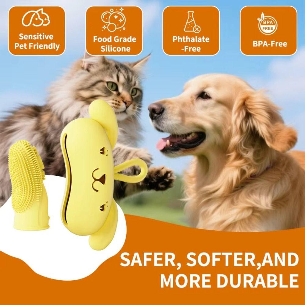 Soft Silicone Cat Toothbrush Double-sided Pet Teeth Cleaning Tool Dog Finger Toothbrush  Puppies