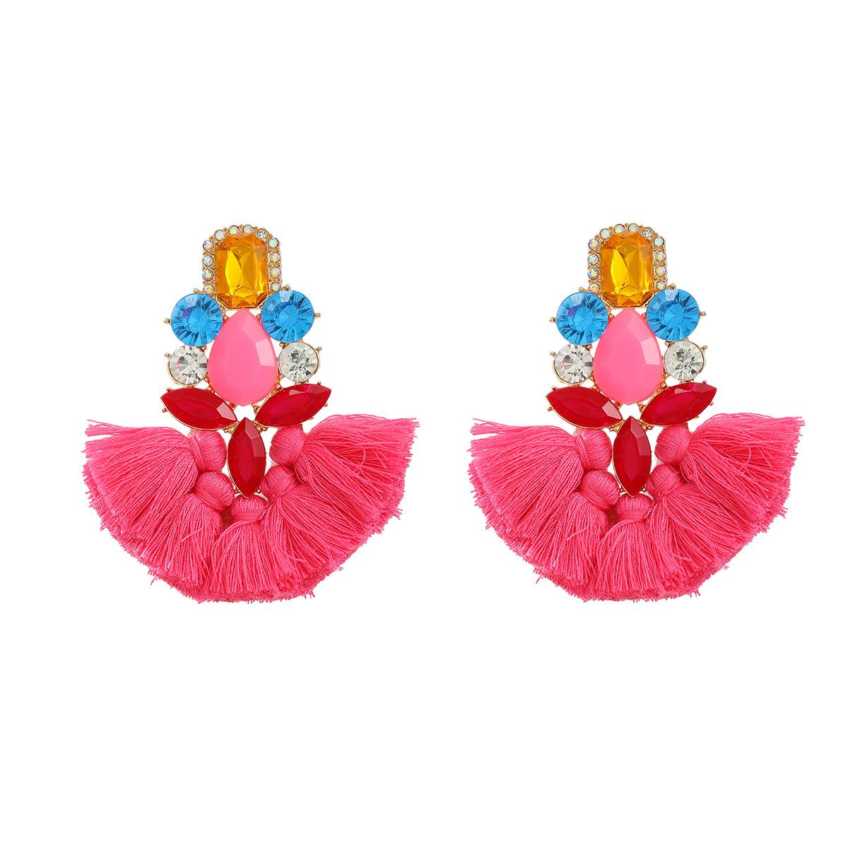 

Серьги-кисточки со стразами для женщин, висячие серьги, аксессуары для банкетных украшений розы красного