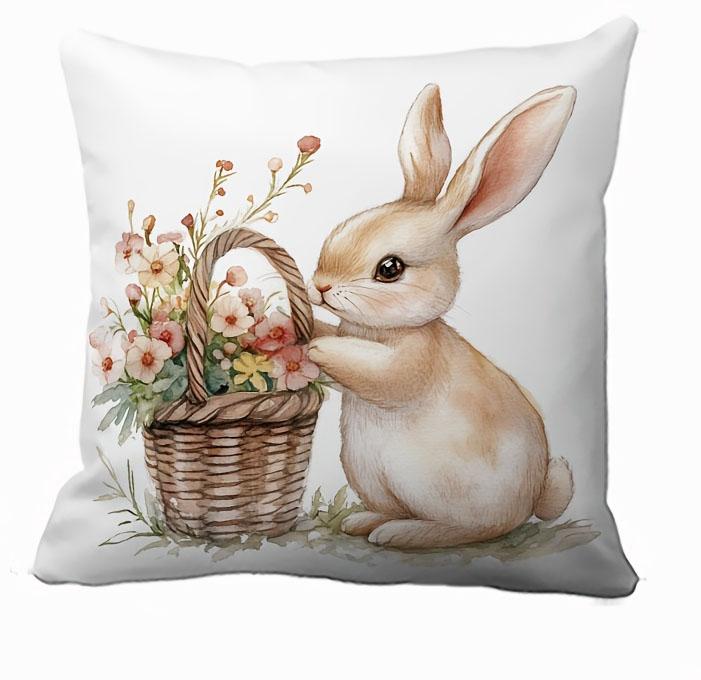 Easter piece watercolor bunny and floral cushion cover set fresh and soothing style pillow insert not included