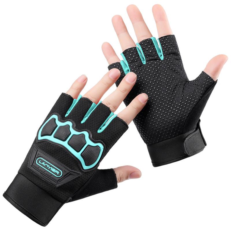 Motorcycle Riding Half Finger Gloves Fashion Outdoor Motorcycle Protective Case Sports Fitness Anti Slip Leak Finger Climbing Gloves