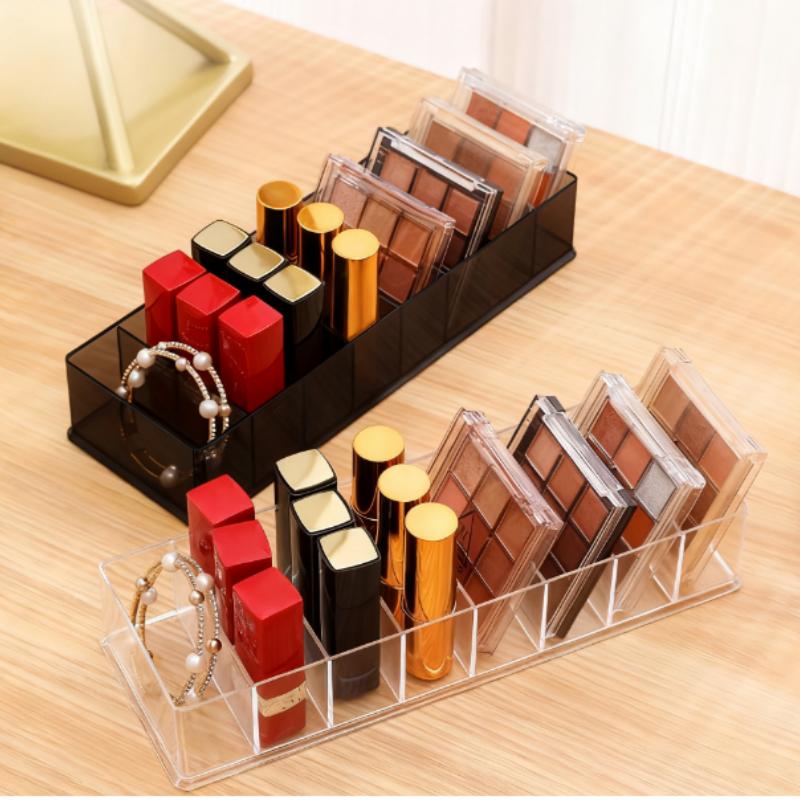 Multi-Compartment Makeup Organizer – Clear Desktop Storage Box for Lipsticks, Nail Polish, Eyeshadow Palettes & Beauty Tools