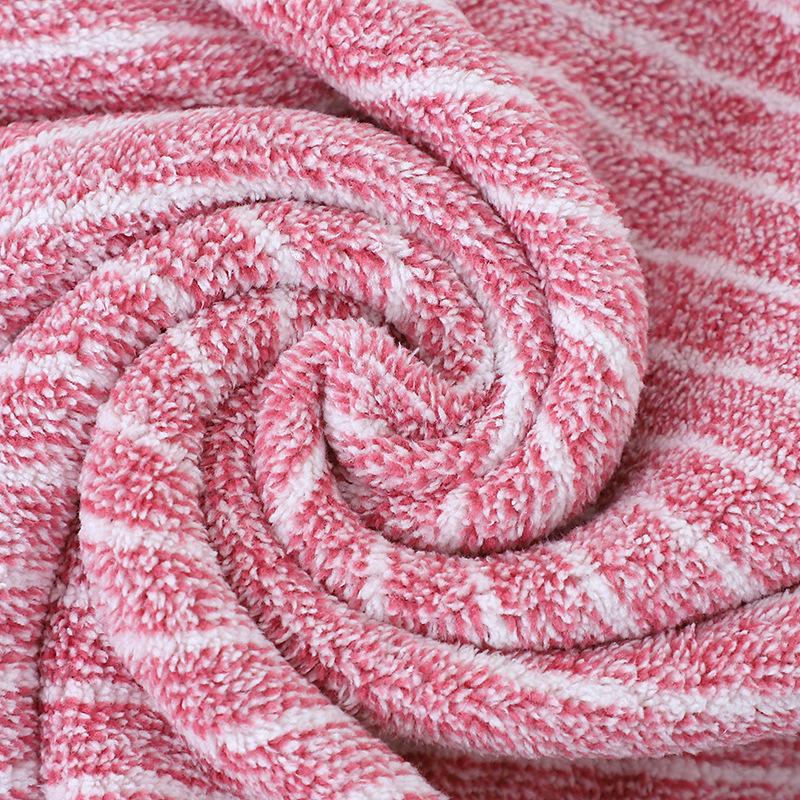 Striped Coral Velvet Bath Towel Set Fast Absorbing Thick Plush Texture Luxurious Spa-Grade Soft Bathroom Products